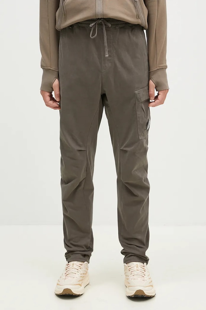 C.P. Company trousers Stretch Sateen Ergonomic Lens Single Cargo Pants with elastane green 17CMPA180A005529G