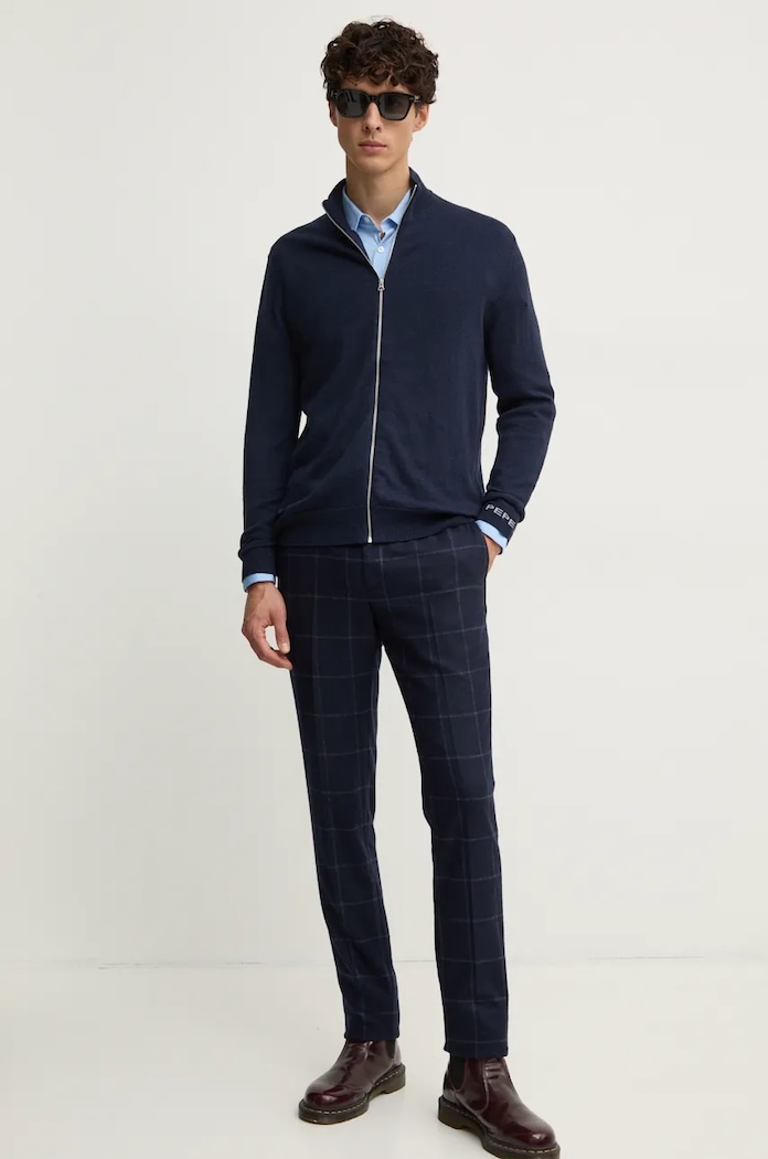 Hackett London spodnie wełniane HM470549R granatowy AW24