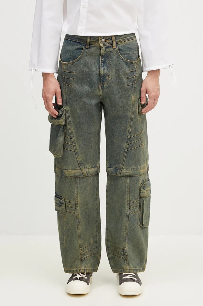 Andersson Bell jeans Cargo Coated Wide-Leg Jeans green apa749m