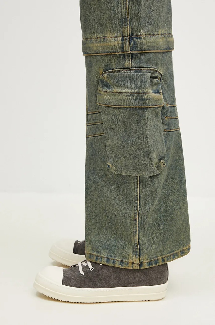 Andersson Bell jeans Cargo Coated Wide-Leg Jeans green apa749m