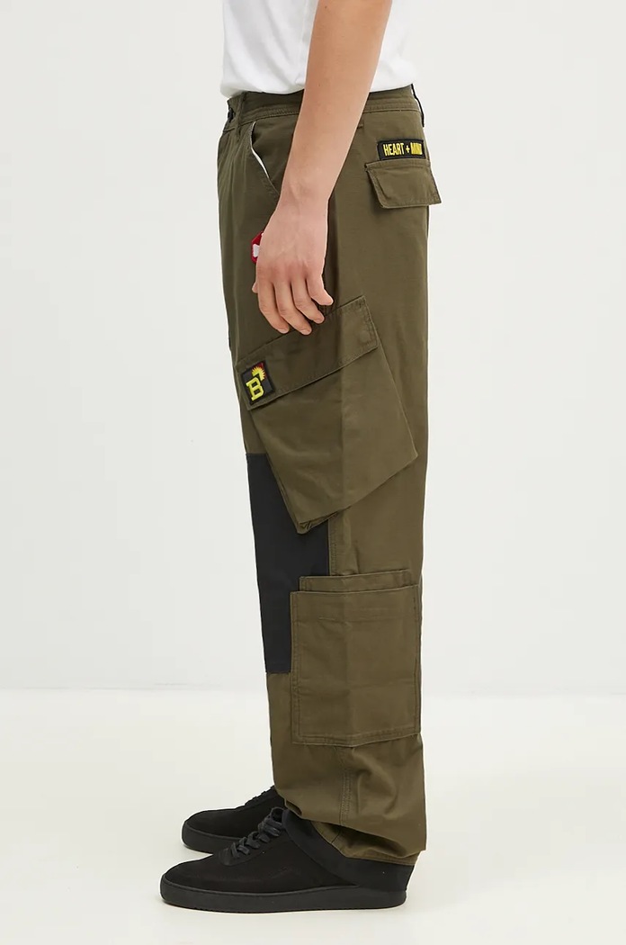 Βαμβακερό παντελόνι Billionaire Boys Club Patch Cargo Pant B24315 πράσινο AW24