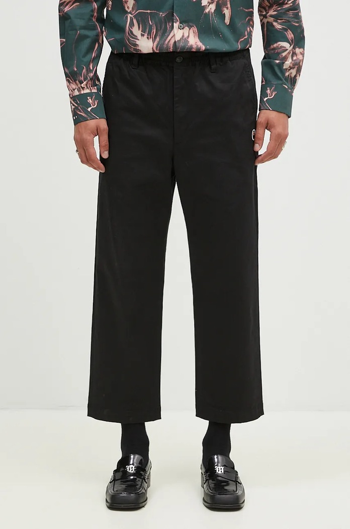 Παντελόνι A Bathing Ape One Point Relaxed Fit Chino ίσιο μαύρο 1K80152011