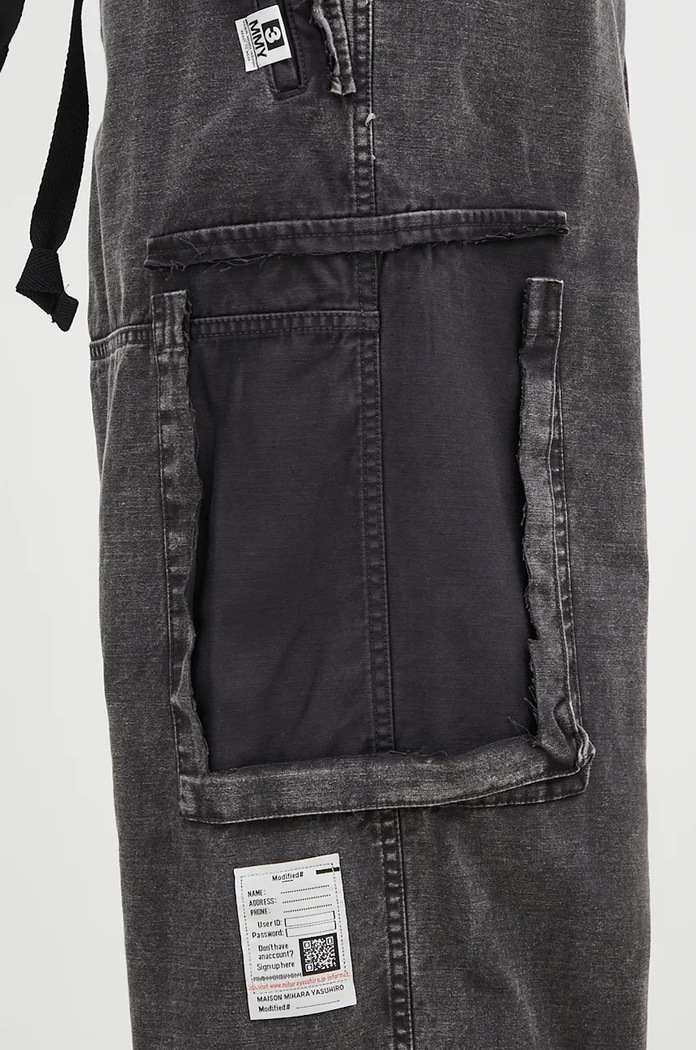 Maison MIHARA YASUHIRO pantaloni de bumbac Satin Cargo J13PT171 negru