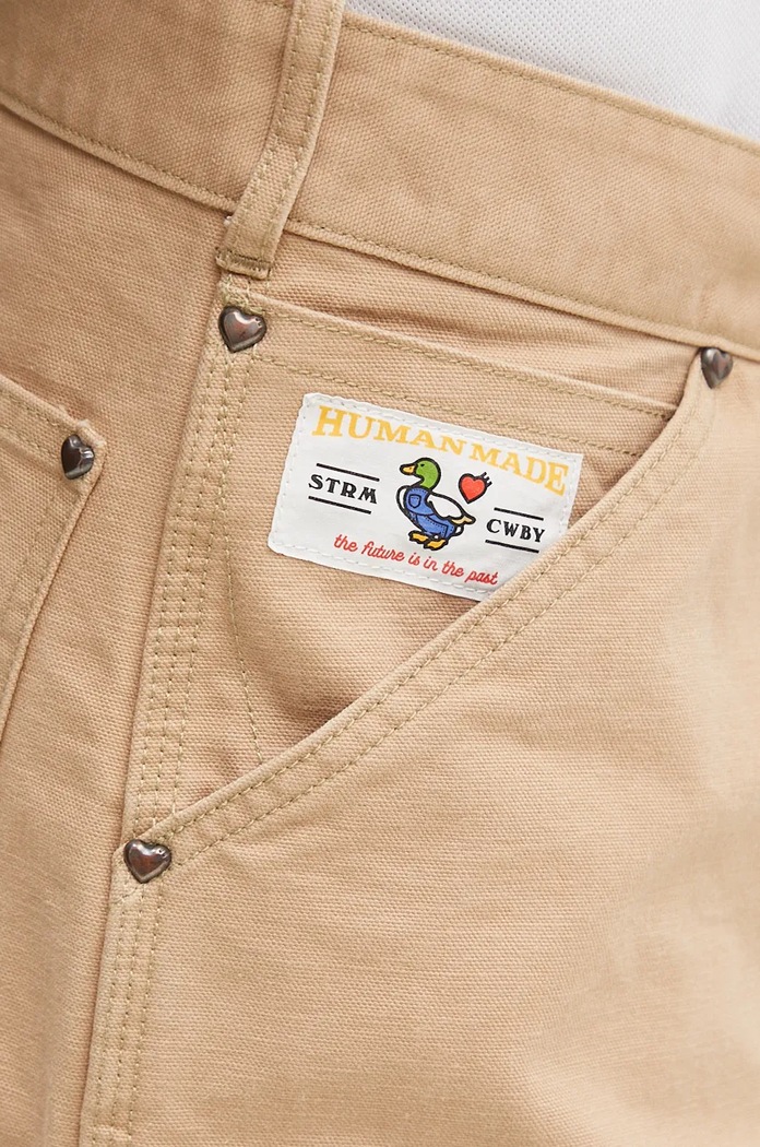 Памучен панталон Human Made Washed Duck Work Pants бежов HM28PT011