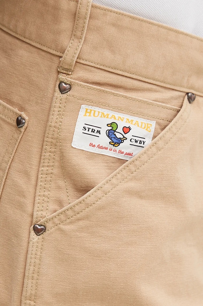 Памучен панталон Human Made Washed Duck Work Pants бежов HM28PT011