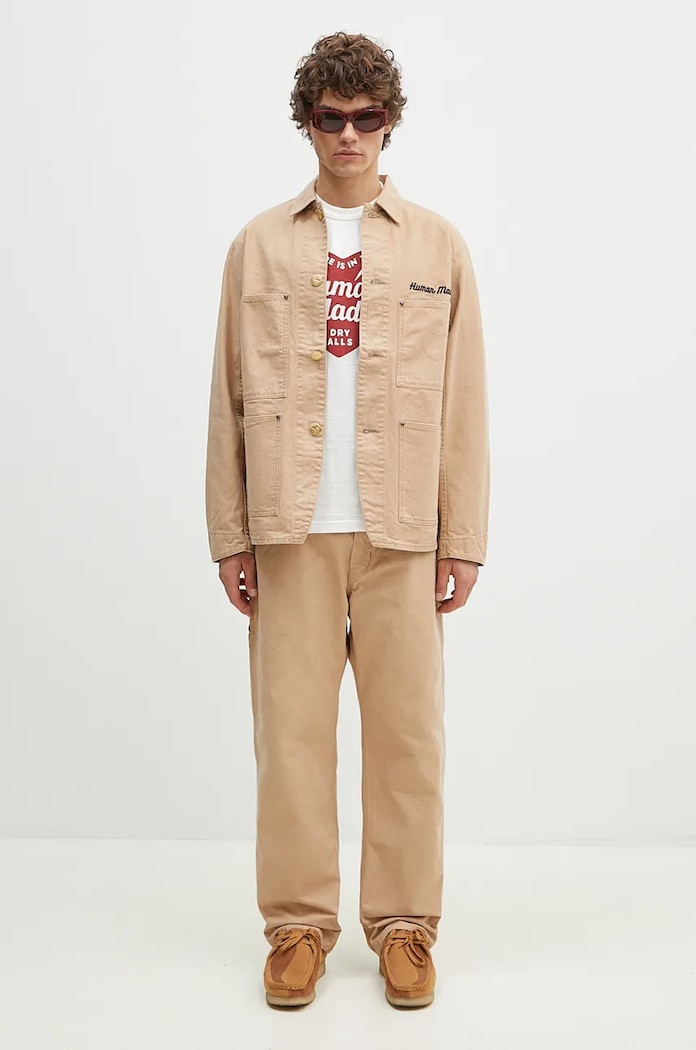 Памучен панталон Human Made Washed Duck Work Pants HM28PT011 бежов