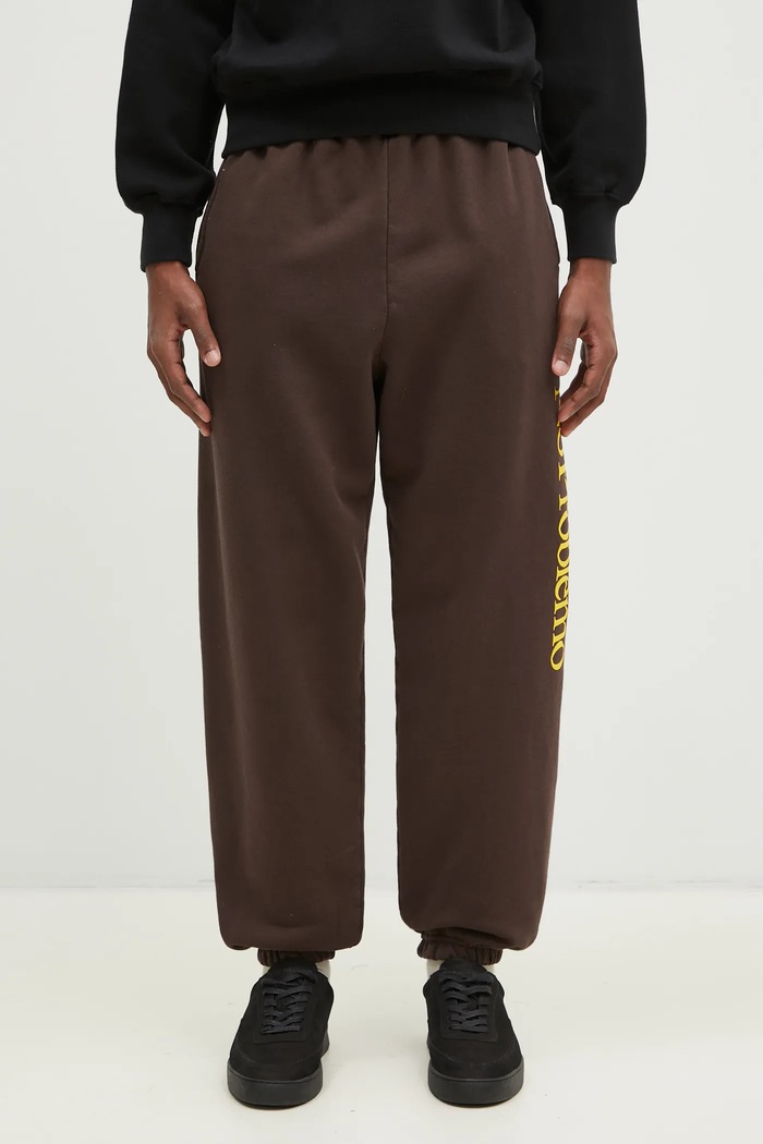 Бавовняні спортивні штани No Problemo Sweatpant надрук коричневий NP30002.02