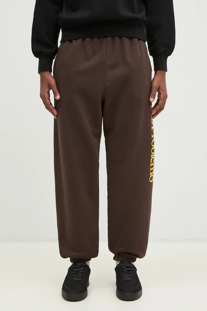 Бавовняні спортивні штани No Problemo Sweatpant надрук коричневий NP30002.02