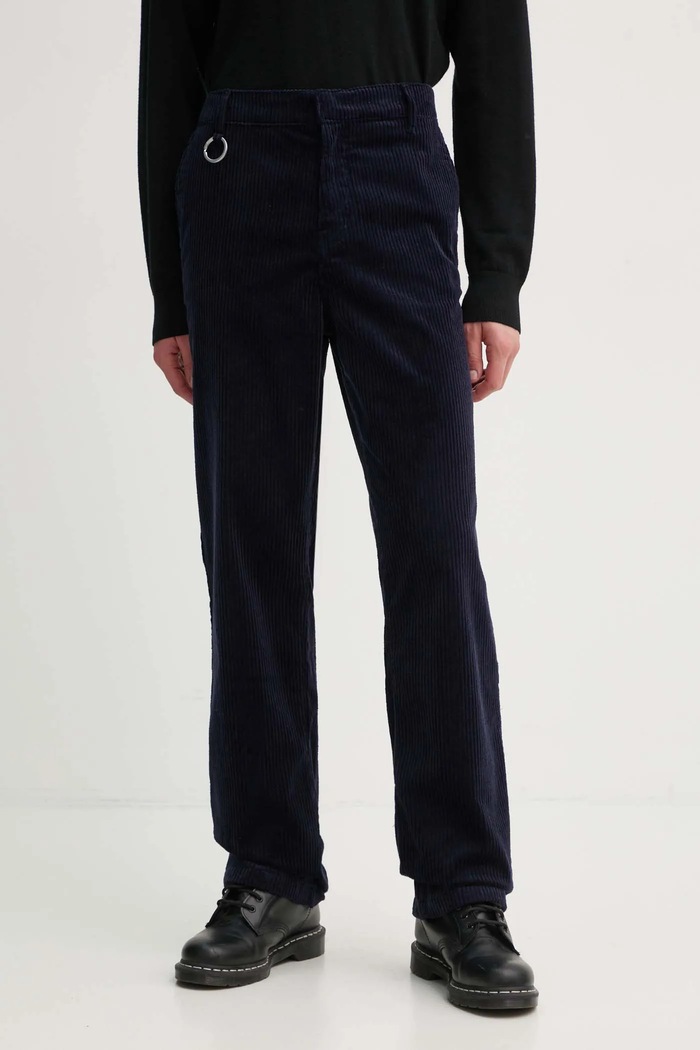 Études Studio pantaloni de catifea cord drept bleumarin H24MMTRO463
