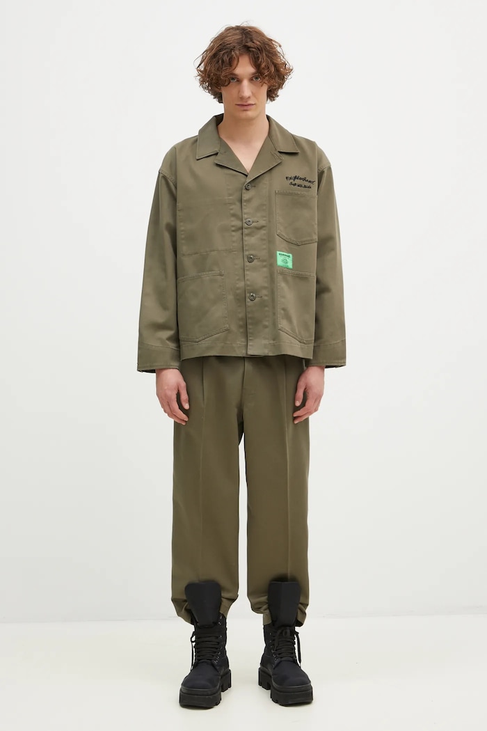 Hlače NEIGHBORHOOD NEIGHBORHOOD X Dickies . Tuck Wide Pants 242VFDKN.PTM01 zelena