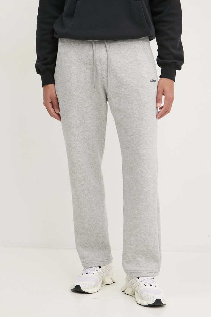 Βαμβακερό παντελόνι Hollister Co. μελανζέ γκρί KI334.4122.122