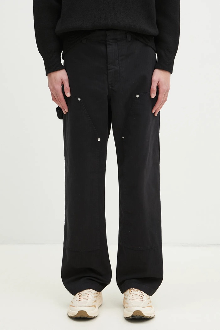 Kalhoty Wood Wood Fed Herringbone Workwear Pants s elastanem černá 30250468
