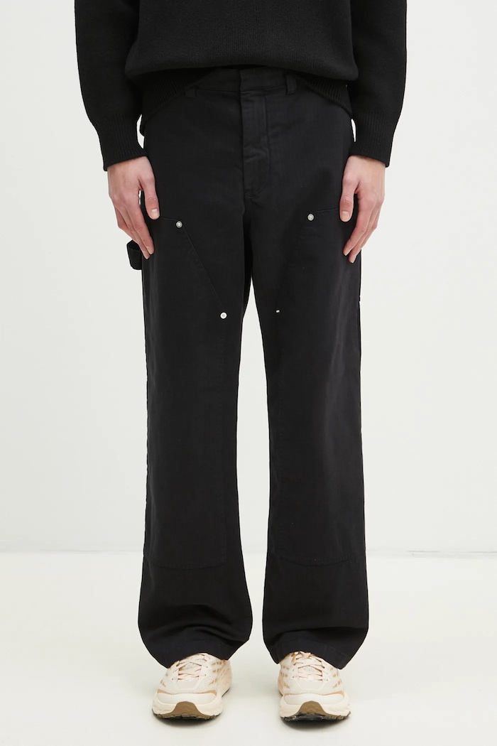 Kalhoty Wood Wood Fed Herringbone Workwear Pants s elastanem černá 30250468