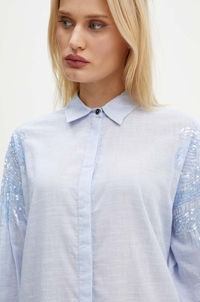 Bruuns Bazaar sukienka bawełniana ArgeratumBBArdes shirt niebieski BBW4095