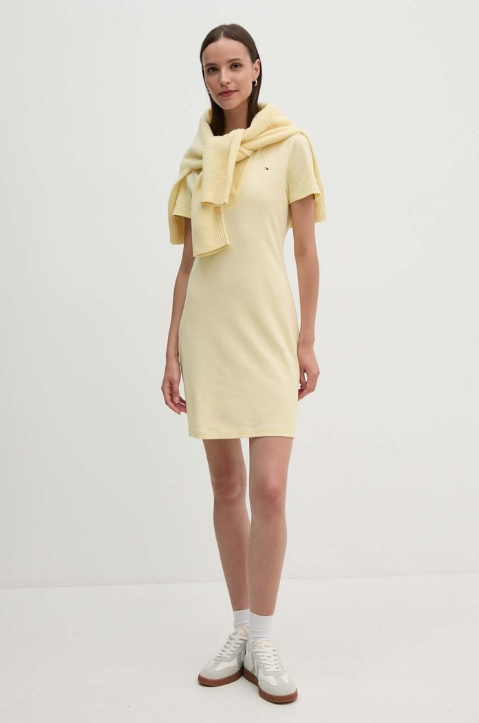 Tommy Hilfiger sukienka bawełniana z elastanem żółty WW0WW42567