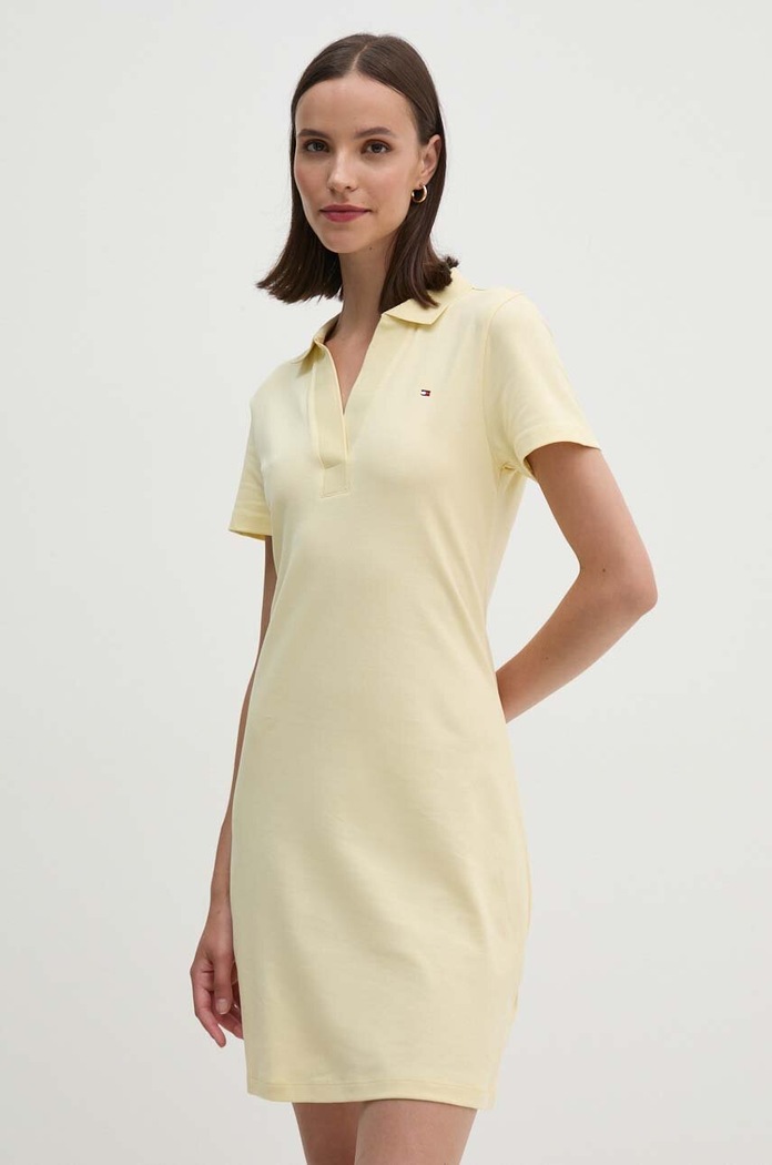 Tommy Hilfiger sukienka bawełniana z elastanem WW0WW42567 żółty SS26