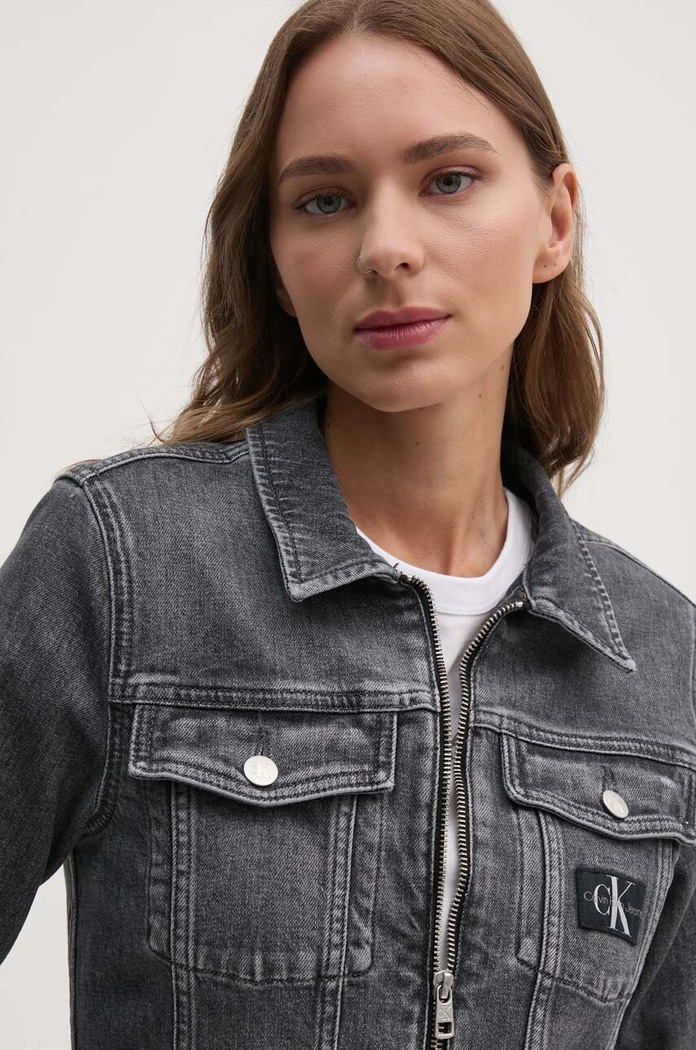 Rifľové šaty Calvin Klein Jeans sivá J20J223667