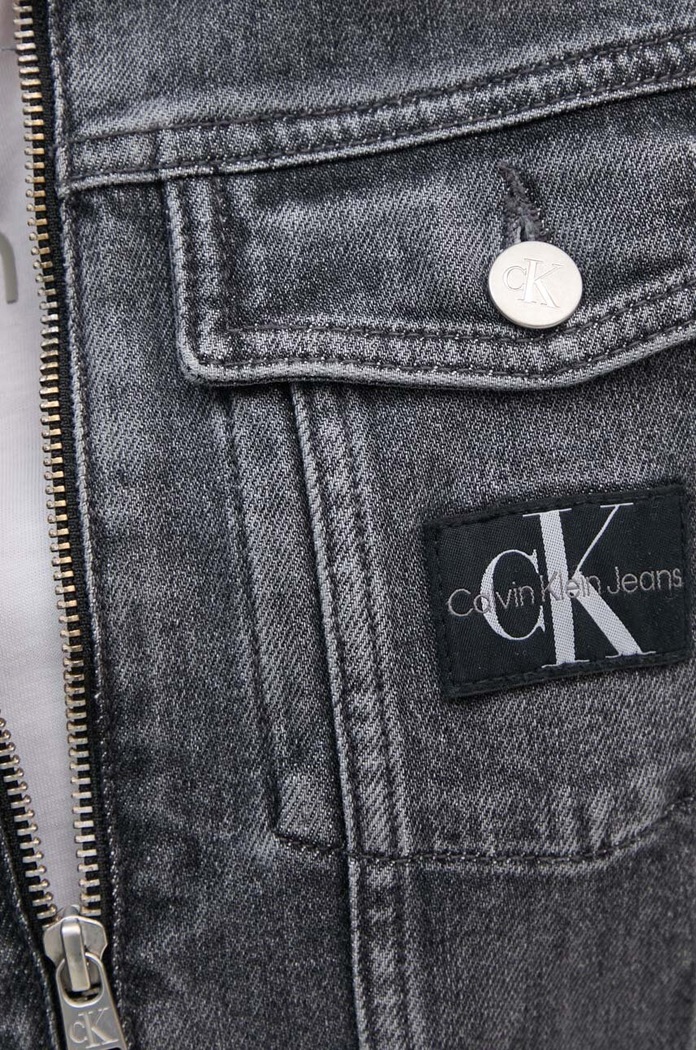 Rifľové šaty Calvin Klein Jeans J20J223667 sivá