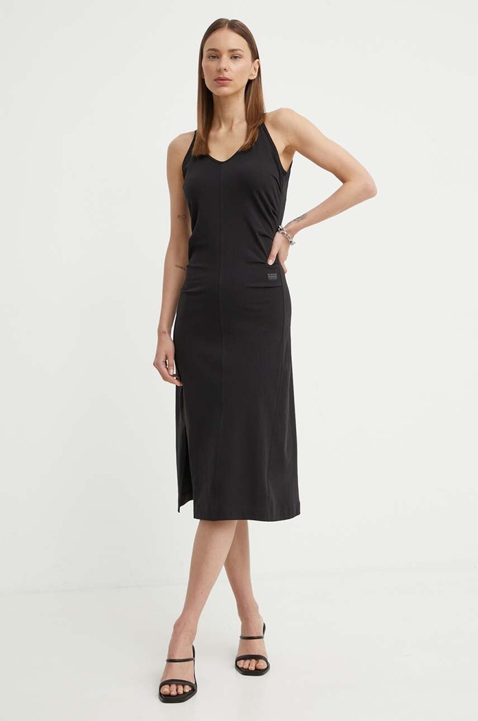 Βαμβακερό φόρεμα G-Star casual μαύρο D24573.B771