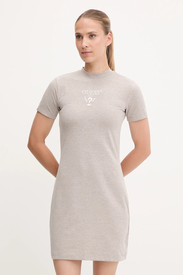 Šaty Guess COLETTE s elastanom béžová V4YK02.KCDH1
