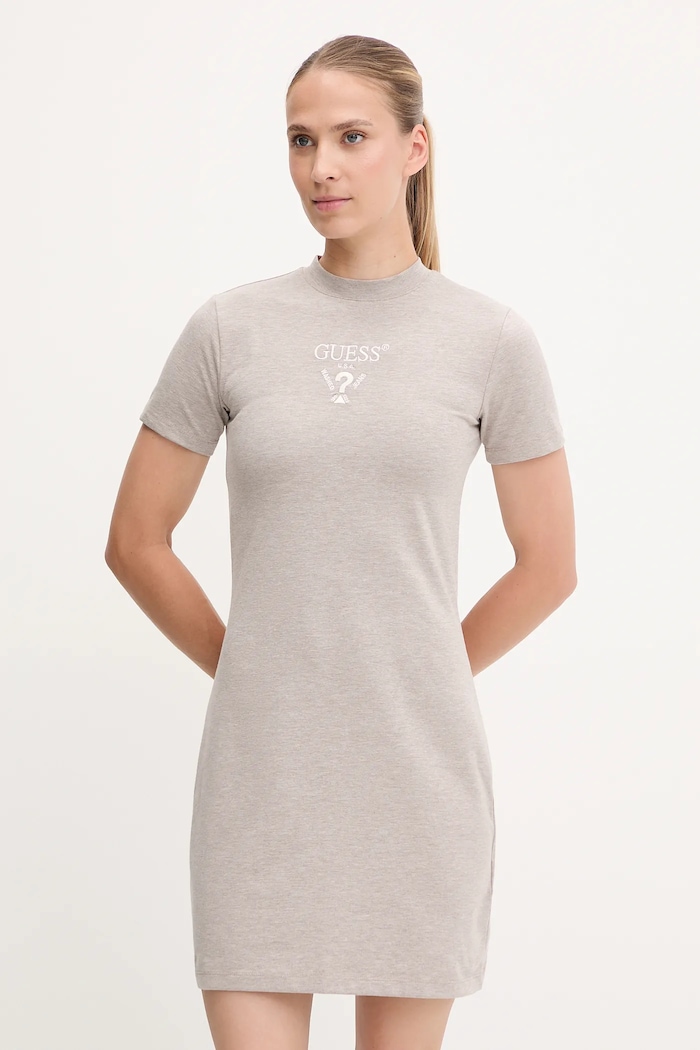 Šaty Guess COLETTE s elastanom béžová V4YK02.KCDH1