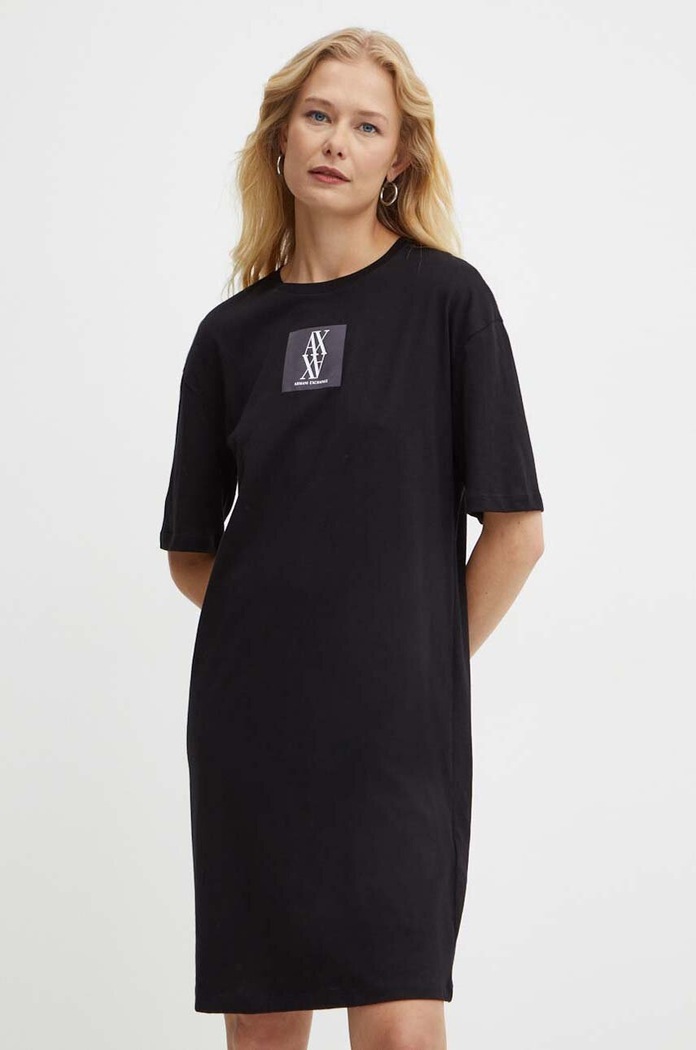 Памучна рокля Armani Exchange памук черен 6DYA79.YJ3RZ