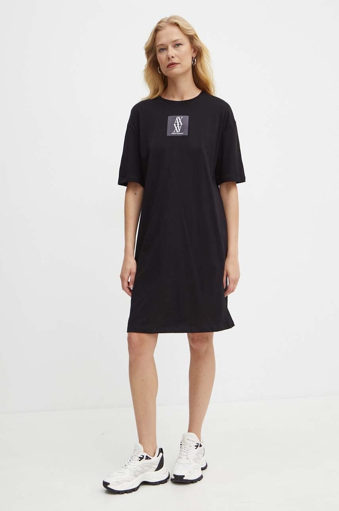 Памучна рокля Armani Exchange 6DYA79.YJ3RZ черен SS25