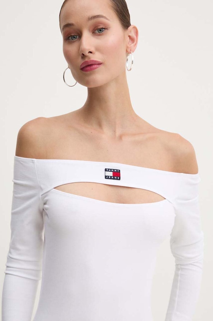 Obleka Tommy Jeans bela DW0DW18461