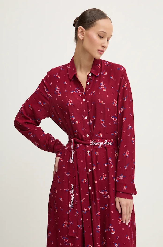Рокля Tommy Jeans бордо DW0DW18474