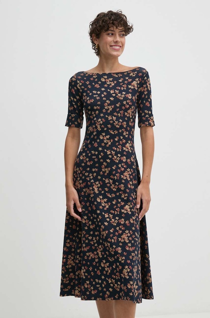Šaty Lauren Ralph Lauren midi námořnická modř 250946135