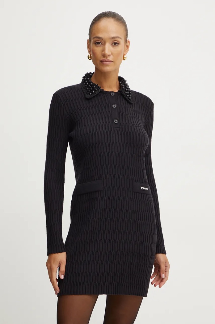 Pinko sukienka z domieszką wełny 104360.A27J czarny AW24