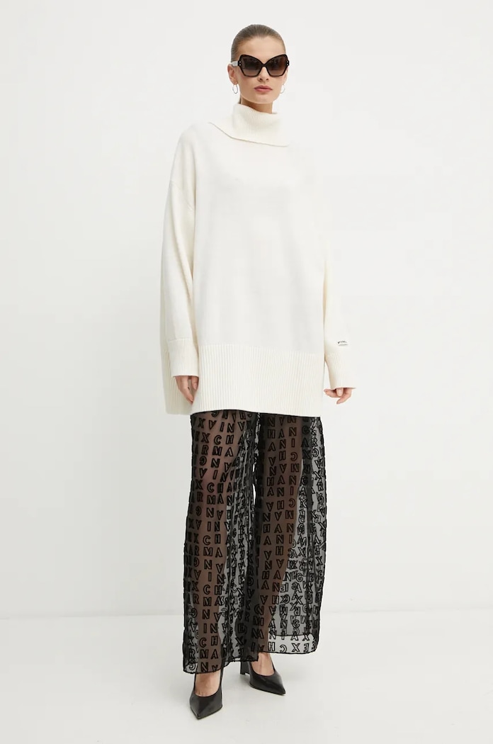 Pinko sweter wełniany 104312.A26I beżowy AW24