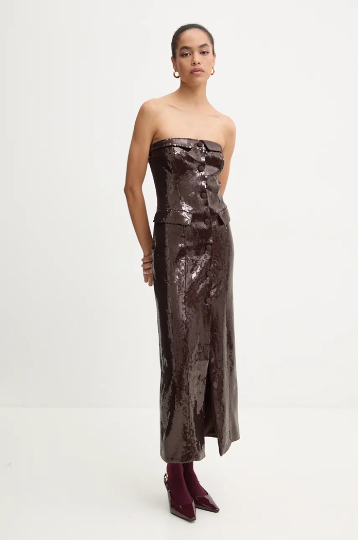 Φόρεμα Rotate Slim Midi Dress καφέ 1127532910