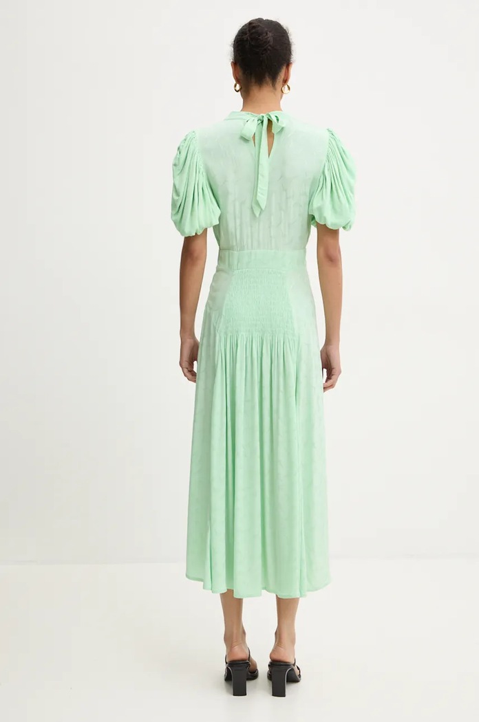 Дрехи Рокля Rotate Midi Puff Sleeve Dress 1127662981 зелен