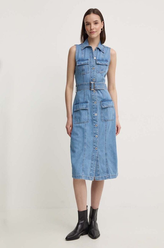 Rifľové šaty Pepe Jeans LIZ PL953550 modrá AW24