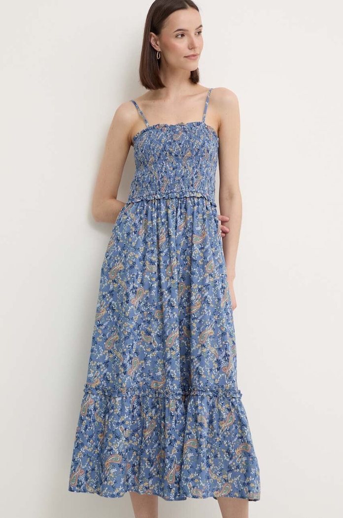 Pepe Jeans sukienka bawełniana MARIELA PL953582 niebieski AW24