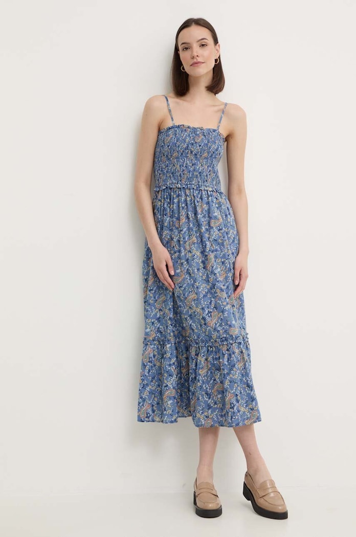 Pepe Jeans sukienka bawełniana MARIELA niebieski PL953582