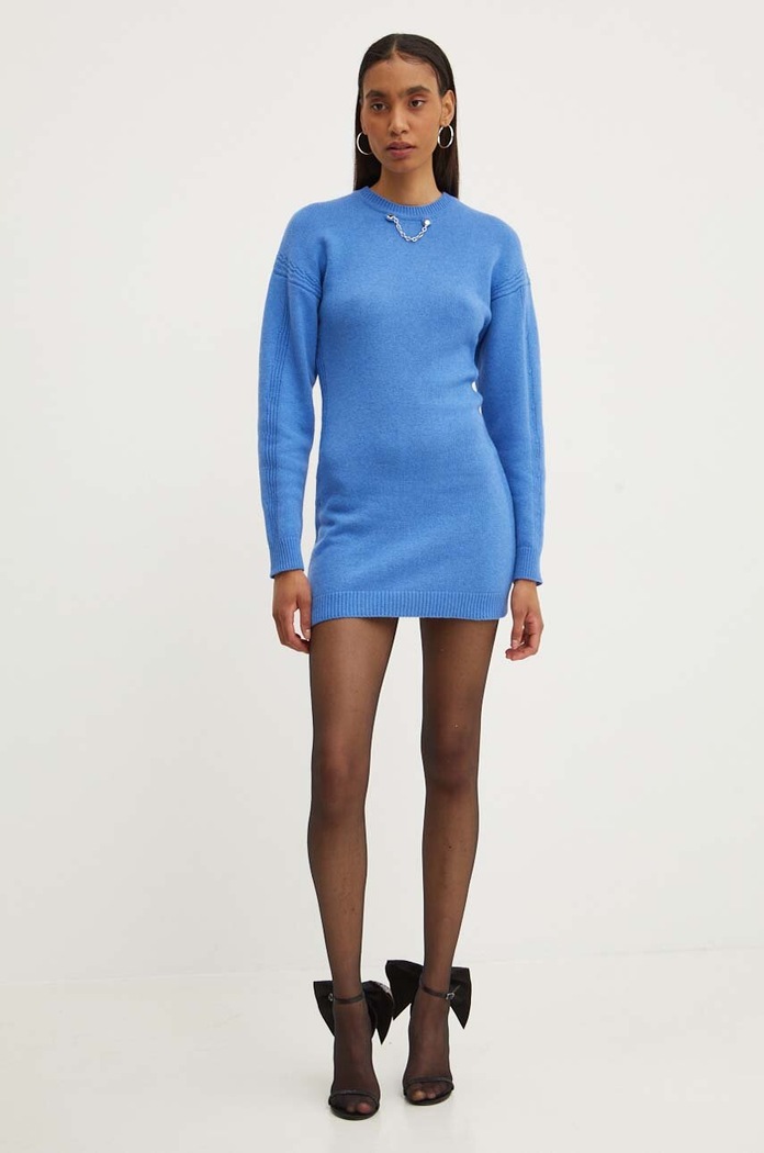 Vunena haljina Moschino Jeans 0483.8204 plava AW24