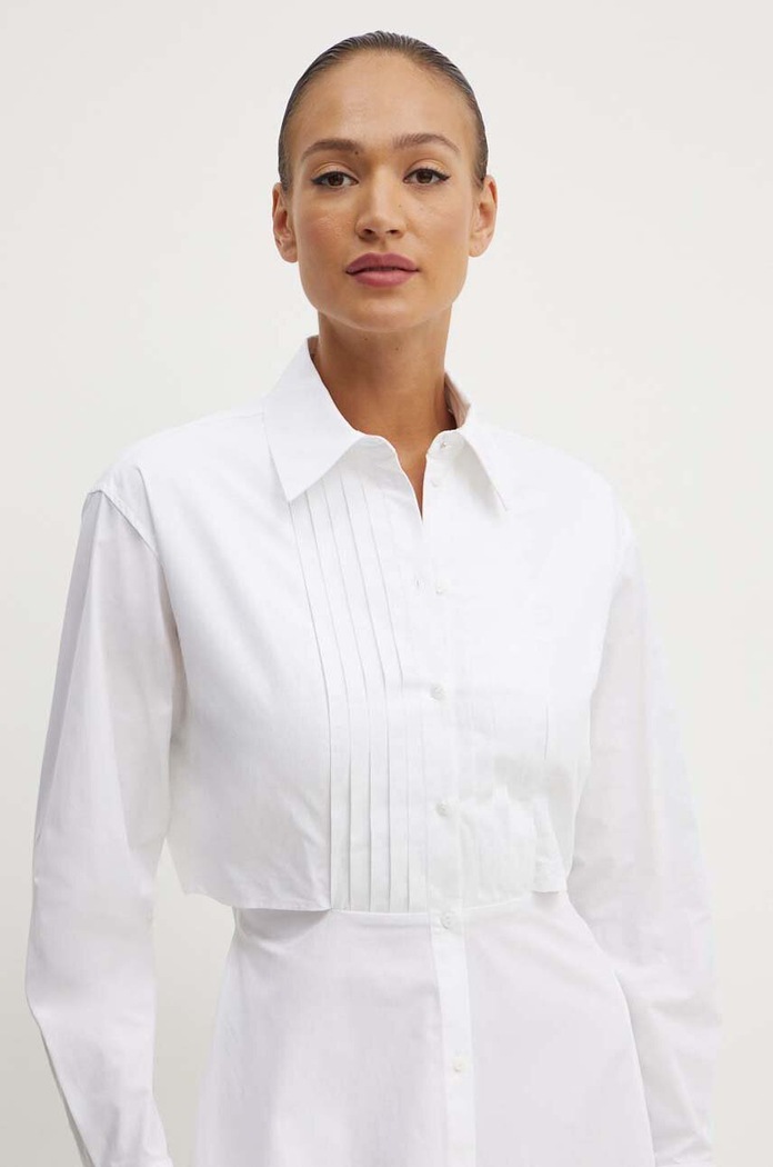 Pamučna haljina Karl Lagerfeld 245W1303 bijela
