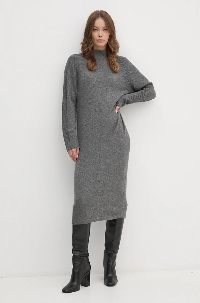 United Colors of Benetton sukienka z domieszką wełny casual szary 1235DV01T