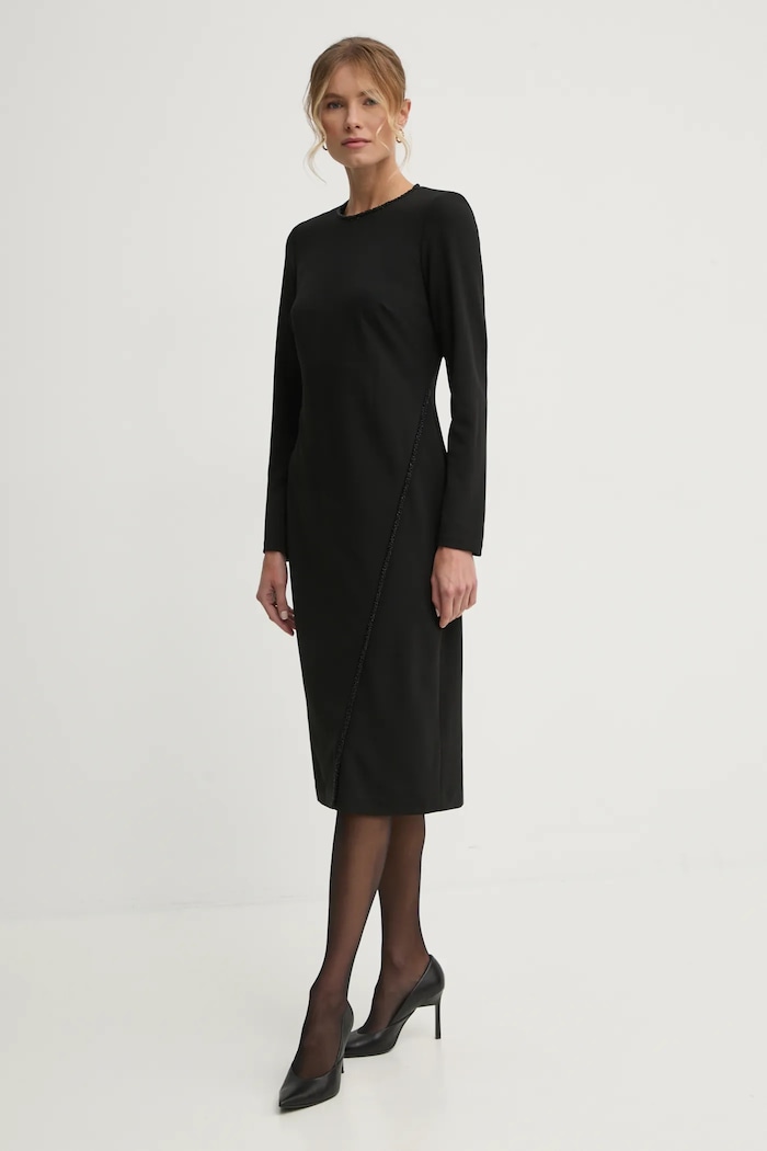 Dkny sukienka midi czarny DD4H1B60