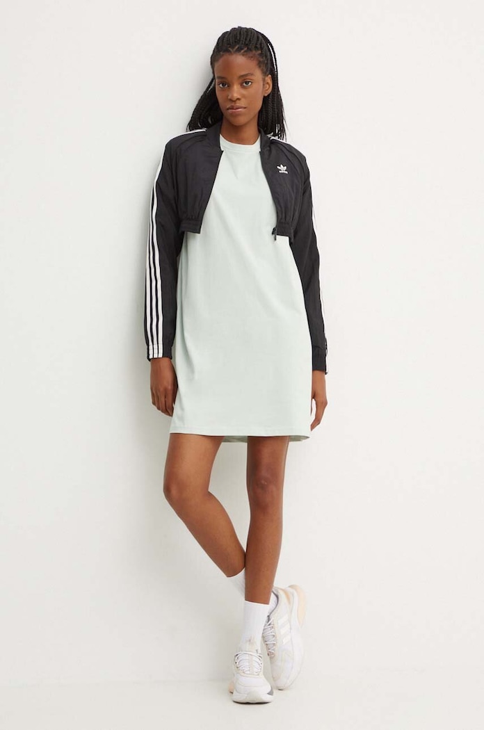 adidas rochie din bumbac Essentials IY4243 verde AW24