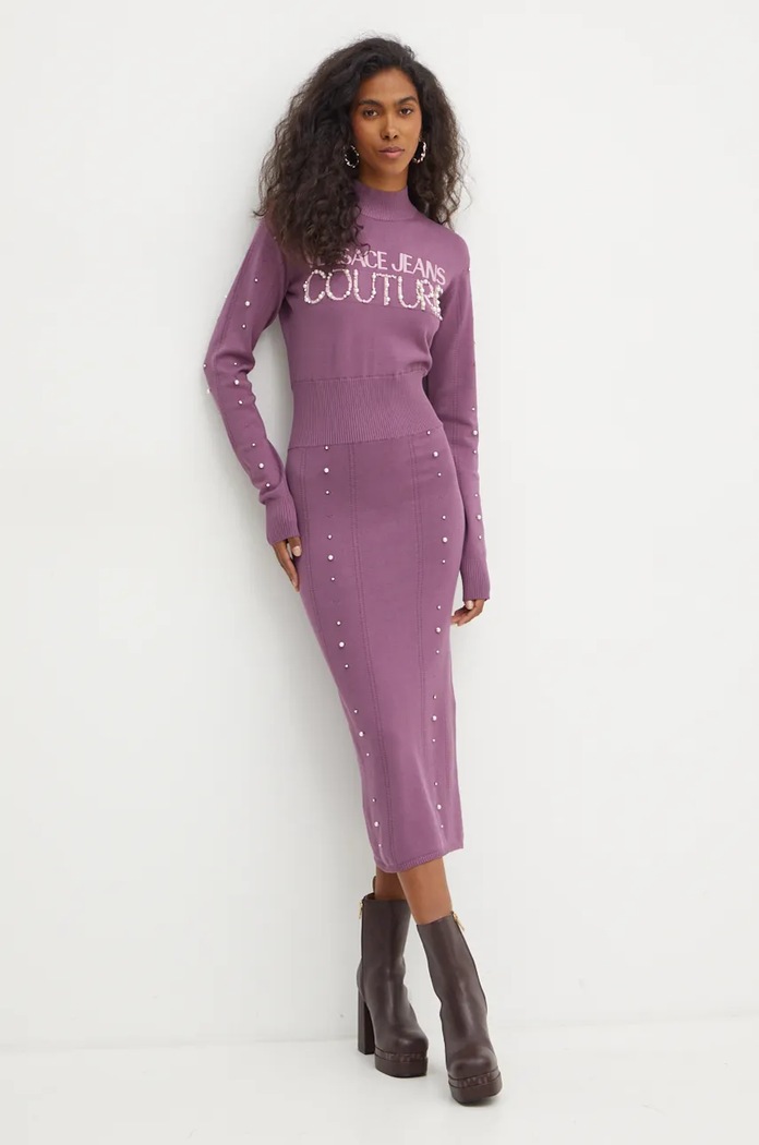 Φόρεμα Versace Jeans Couture 77HAOM11.CMN60 μωβ AW24