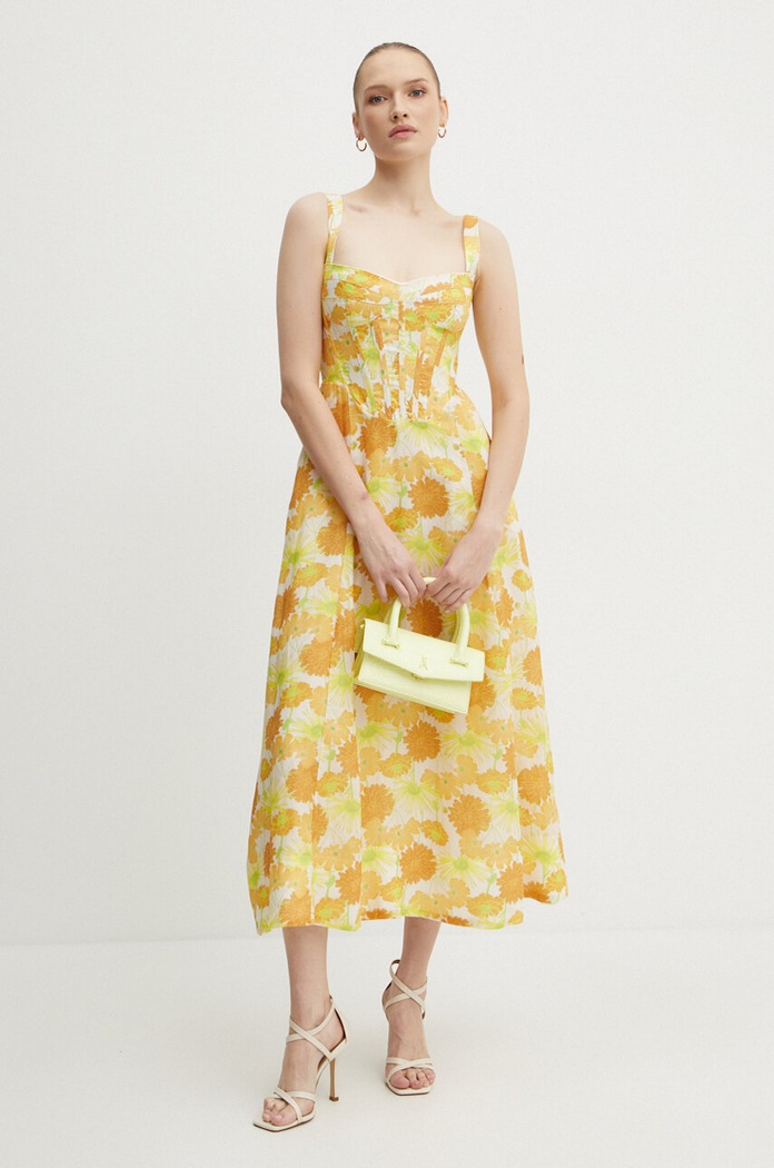 Φόρεμα Bardot LILAH 58546DB6 κίτρινο AW24