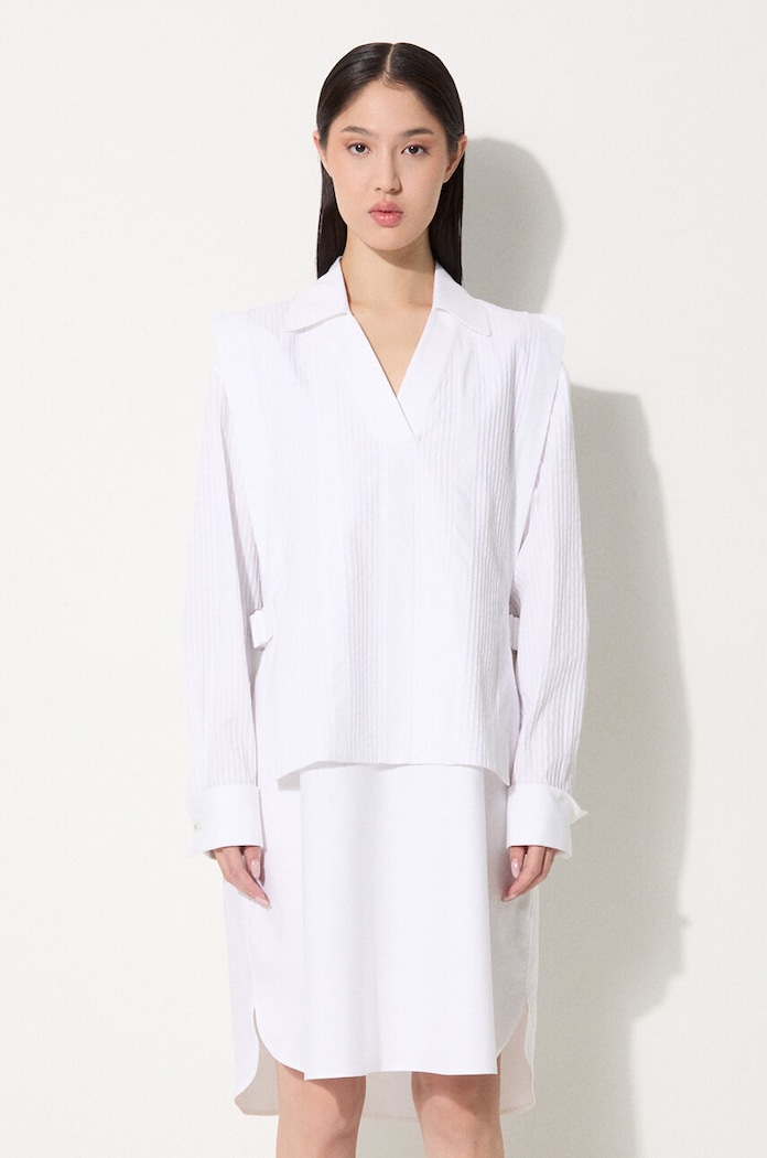 Bavlněné šaty Kenzo Oxford Knee Shirting Dress mini bílá FE62RO2919LO.01