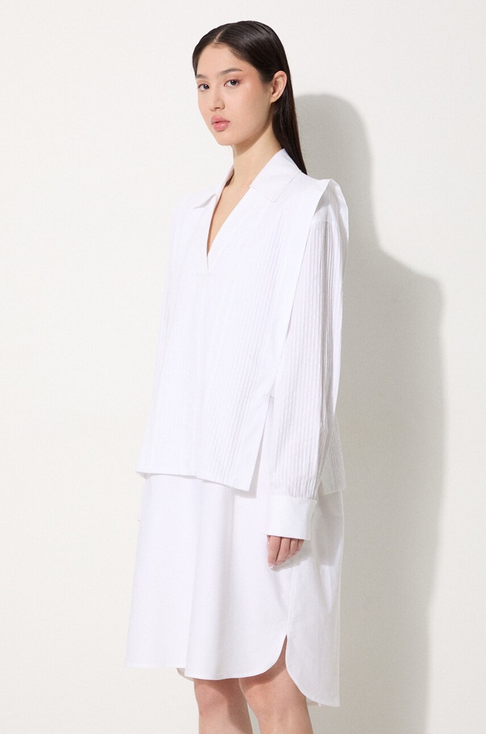 Bavlněné šaty Kenzo Oxford Knee Shirting Dress bílá FE62RO2919LO.01