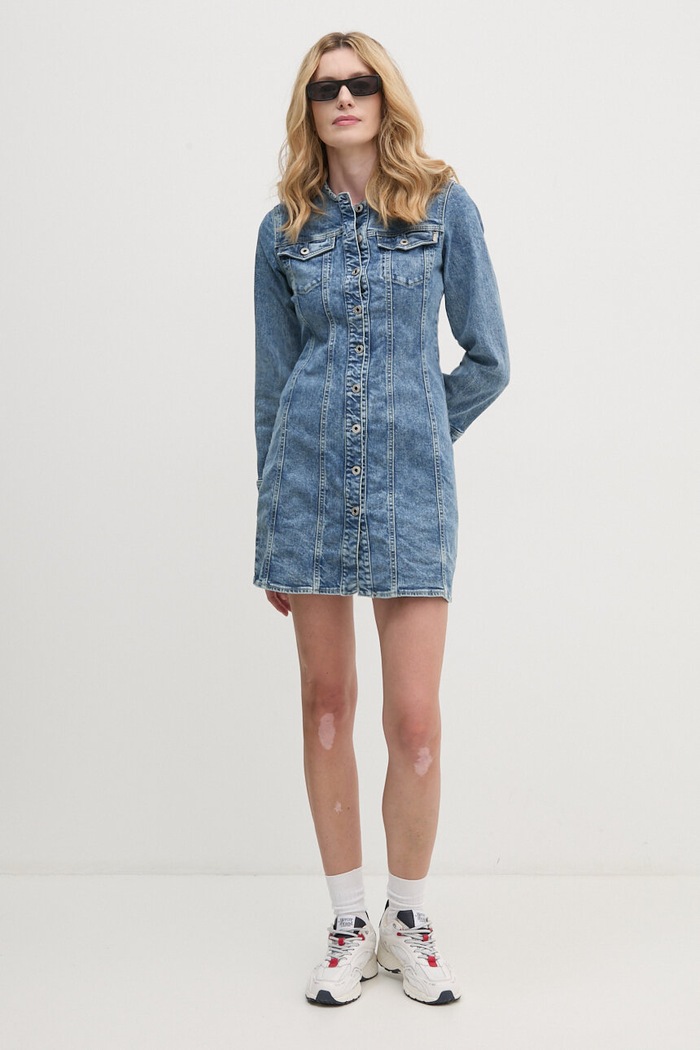 Pepe Jeans rochie din denim ELLA fixat albastru PL953549