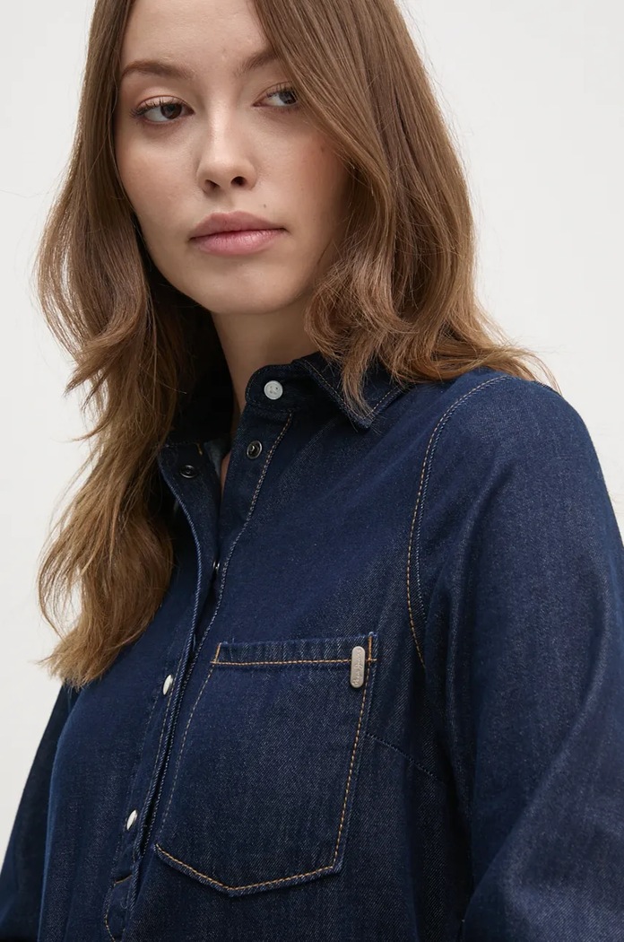 Pepe Jeans sukienka jeansowa REGULAR PULL-OVER DRESS granatowy PL953628BC3