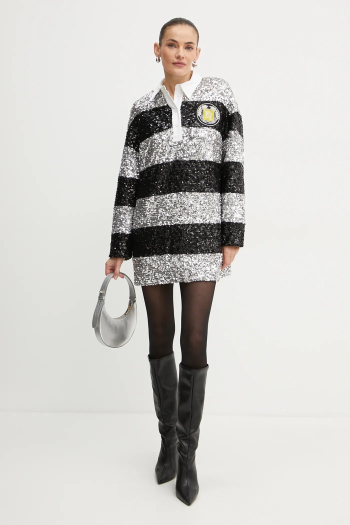 Šaty Elisabetta Franchi AB76347E2 strieborná AW24