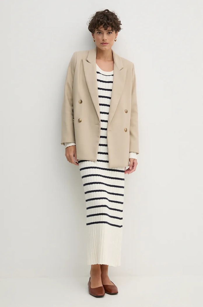 Barbour rochie din bumbac LDR0829 bej AW24